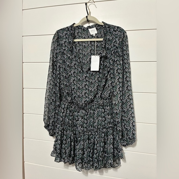 NWT MISA Los Angeles LORENA DRESS  Sapphire Ditzy Black & Green Floral‎ Size S - Picture 10 of 16